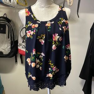 Small blue floral sleeveless blouse